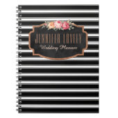 Girly Rosen-Gold B&W Stripes | Ihr Namensmonogramm Notizblock (Vorderseite)