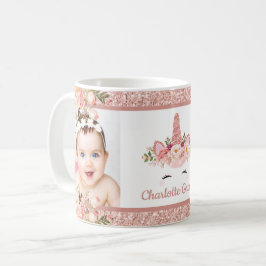 Girly Rosen-GoldblumenUnicorn Kaffeetasse