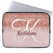Girly Rosen-GoldGlitzer-Burgunder-Monogramm-Name Laptopschutzhülle (Vorderseite)
