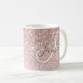 Girly Rosen-GoldGlitzer erröten Monogramm-Name Kaffeetasse (VorderseiteRechts)