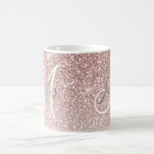 Girly Rosen-GoldGlitzer erröten Monogramm-Name Kaffeetasse (Mittel)