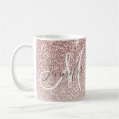 Girly Rosen-GoldGlitzer erröten Monogramm-Name Kaffeetasse (Links)
