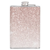 Girly Rosen-GoldGlitzer-Monogramm Bachelorette Flachmann (Rückseite)