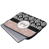 Girly Rosen-GoldGlitzer-Schwarz-Damast mit Laptopschutzhülle (Vorne Knopf)