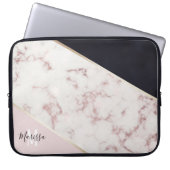 Girly Rosen-Goldmarmor-abstraktes Monogramm Laptopschutzhülle (Vorderseite)