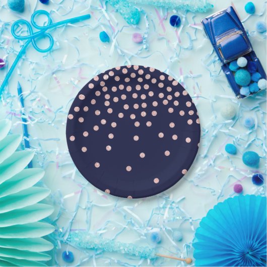 girly RosengoldGlitter Confetti-Polkapunkte Pappteller (Party)