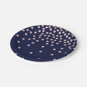 girly RosengoldGlitter Confetti-Polkapunkte Pappteller (Schrägansicht)