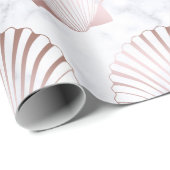 Girly Rosengoldseashellmuster u. weißer Marmor Geschenkpapier (Rolleneckpunkt)