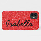 GIRLY ROTER GLITZER DRUCKPERSONALISIERTES Case-Mate iPhone HÜLLE (Rückseite (Horizontal))