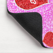 GIRLY roter HERZ-ROSA-GLITZER Mousepad (Ecke)
