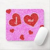 GIRLY roter HERZ-ROSA-GLITZER Mousepad (Mit Mouse)