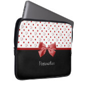 Girly roter und schwarzer Tupfen-Herz-Bogen mit Laptopschutzhülle (Vorne Rechts)