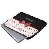 Girly roter und schwarzer Tupfen-Herz-Bogen mit Laptopschutzhülle (Vorne Knopf)