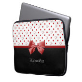 Girly roter und schwarzer Tupfen-Herz-Bogen mit Laptopschutzhülle (Vorderseite Links)