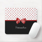 Girly roter und schwarzer Tupfen-Herz-Bogen mit Mousepad (Mit Mouse)