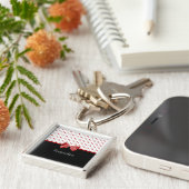 Girly roter und schwarzer Tupfen-Herz-Bogen mit Schlüsselanhänger (Seite)