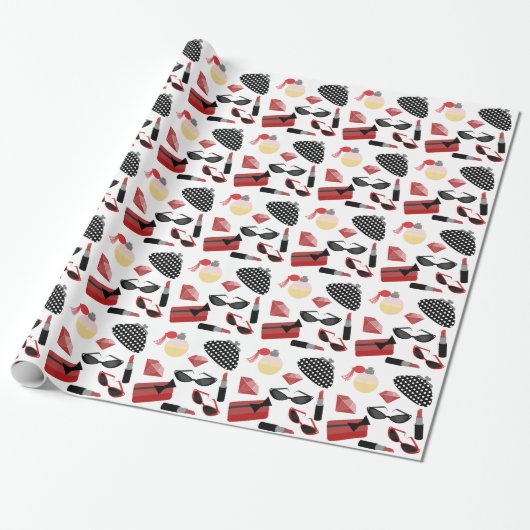 Girly rotes Zusatz-Packpapier Geschenkpapier (Ungerollt)