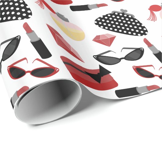 Girly rotes Zusatz-Packpapier Geschenkpapier (Rolleneckpunkt)