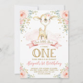 Girly Rotwild-1. Geburtstag erröten Einladung (Vorderseite)