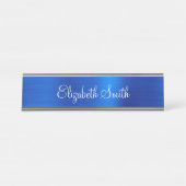 Girly Royal Blue Metallic Foil Schreibtischnamensplakette (Vorderseite )