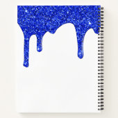 Girly Royal Blue Sparkle Glitter Drips Monogram Notizblock (Rückseite)