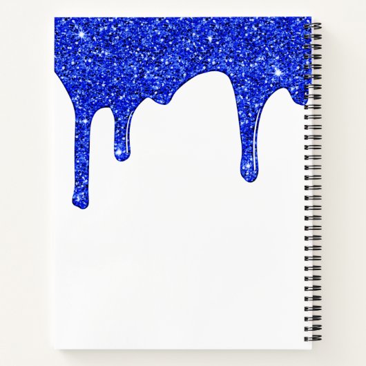 Girly Royal Blue Sparkle Glitter Drips Monogram Notizblock (Rückseite)