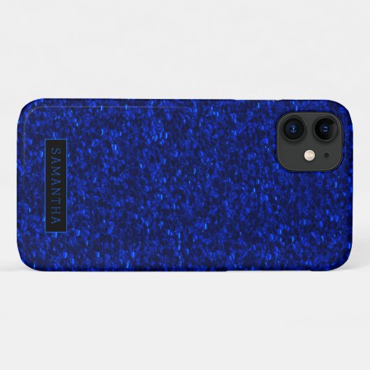 Girly Royal Blue Sparkle Sequins Monogram Case-Mate iPhone Hülle (Rückseite (Horizontal))