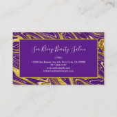 Girly Royal Lila Gold Marble Glitzer Monogramm Visitenkarte (Rückseite)