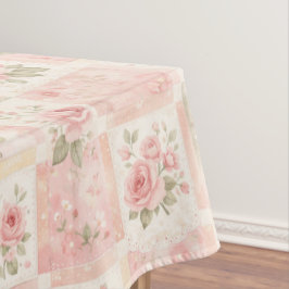 Girly Rustic Pink Quilt Floral Patchwork Pattern Tischdecke