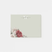 Girly Rustic Rose Monogram Floral Post-It Notes Klebezettel (Vorderseite)