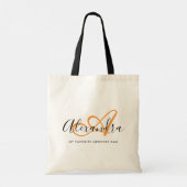 Girly Saffron Orange Elegante Script Name Monogram Tragetasche (Rückseite)