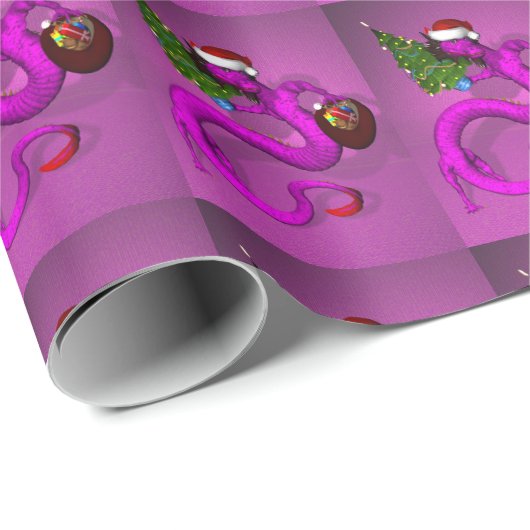 Girly Santa Claus Pink Dragon Geschenkpapier (Rolleneckpunkt)