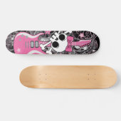 Girly Schädel mit rosa Gitarre Skateboard (Horizontal)