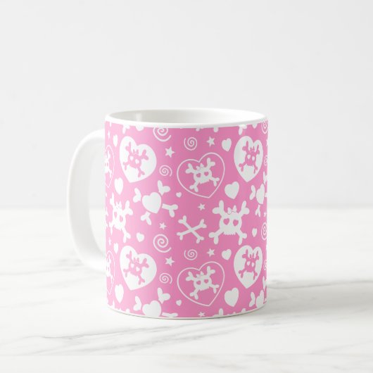 Girly Schädel-Muster Kaffeetasse (Vorderseite Links)