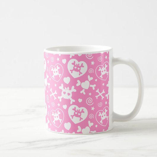 Girly Schädel-Muster Kaffeetasse (Rechts)