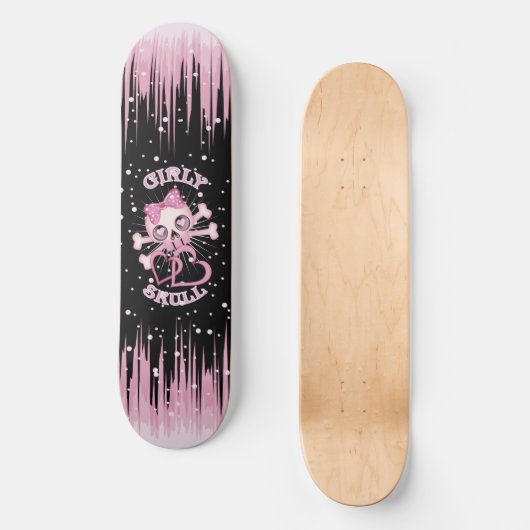 Girly Schädel-Skate Skateboard (Vorderseite)
