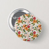 Girly schicke Blumenmuster-Aquarell-Illustration Button (Vorne & Hinten)