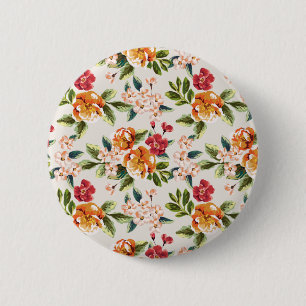 Girly schicke Blumenmuster-Aquarell-Illustration Button