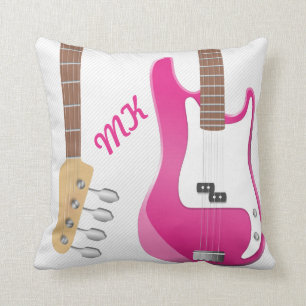Girly schicke Pink-E-Gitarren-Weiß-Streifen Kissen