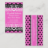 Girly schicke Pink-und Schwarz-Tupfen Visitenkarte (Vorne/Hinten)