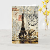 girly schicker romantischer Blumenparis-Eiffelturm Karte (Gelbe Blume)