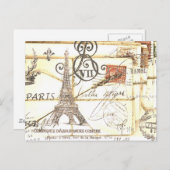 girly schicker romantischer Blumenparis-Eiffelturm Postkarte (Vorne/Hinten)