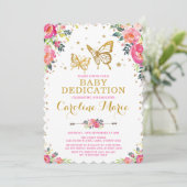 Girly Schmetterlings-Aquarell-Blumenbaby-Widmung Einladung (Stehend Vorderseite)