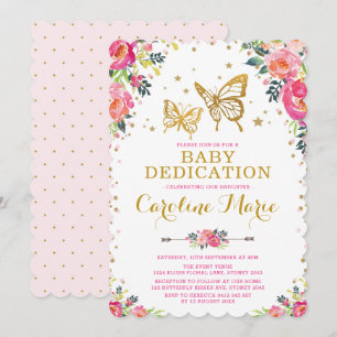 Girly Schmetterlings-Aquarell-Blumenbaby-Widmung Einladung