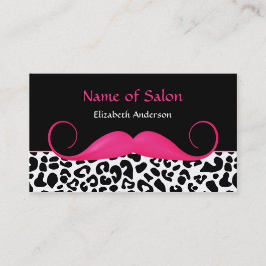 Girly Schnurrbart-rosa und schwarzer Visitenkarte (Vorderseite)