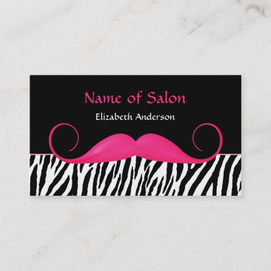 Girly Schnurrbart-rosa und schwarzer Visitenkarte (Vorderseite)