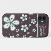 Girly Schokoladen-Minzen-Blumenmonogramm iPhone5 Case-Mate iPhone Hülle (Rückseite (Horizontal))