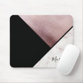 Girly Schwarz-u. Rosen-Goldmarmor-abstraktes Mousepad (Mit Mouse)