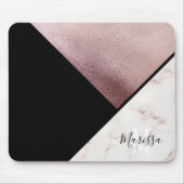 Girly Schwarz-u. Rosen-Goldmarmor-abstraktes Mousepad (Vorne)