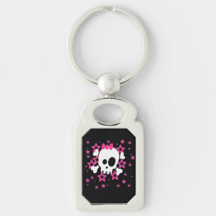 Girly Schwarz-weiß Skull Illustration Schlüsselanh Schlüsselanhänger